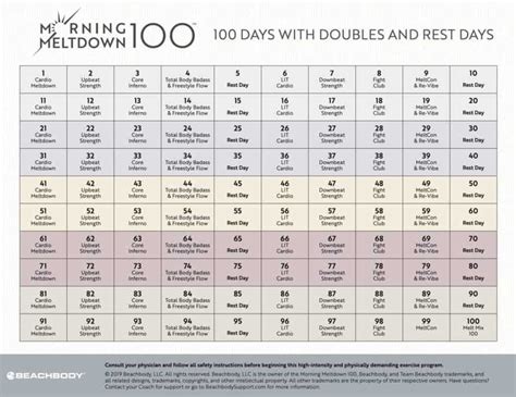 Workout Morning Meltdown 100 Calendar Printable